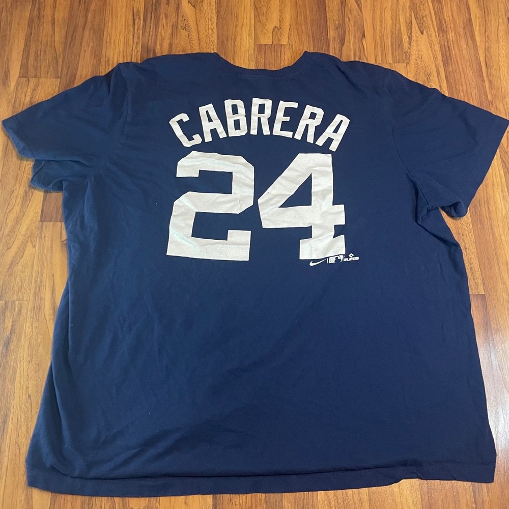 Nike Detroit Tigers Miguel Cabrera 24 T-Shirt Mens XXL Navy Blue MLB Baseball